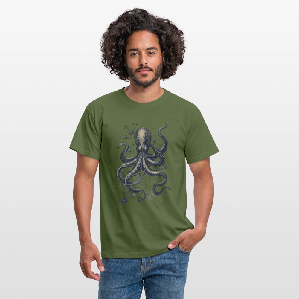 Steampunk Oktopus - Männer T-Shirt - Militärgrün