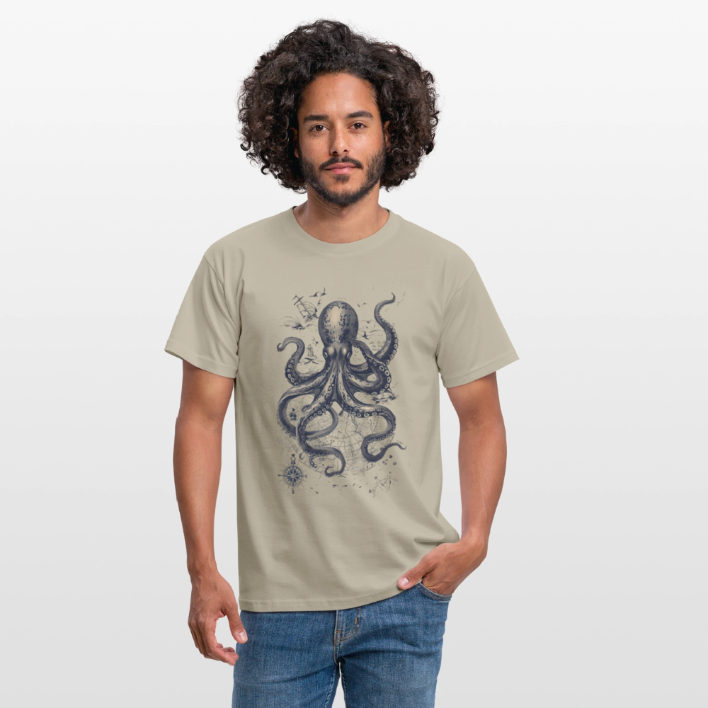 Steampunk Oktopus - Männer T-Shirt - Sandbeige