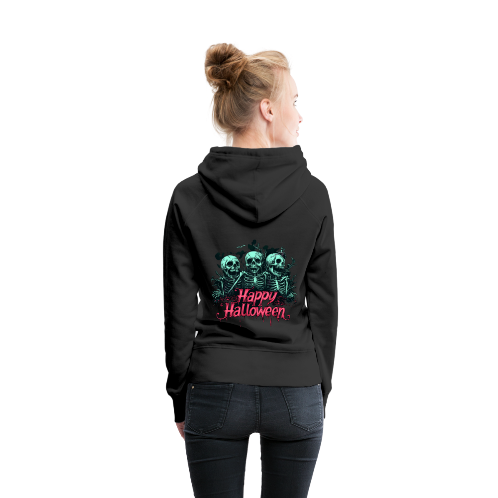 Gruselige Skelette, pink "Happy Halloween" - Frauen Premium Hoodie - Schwarz