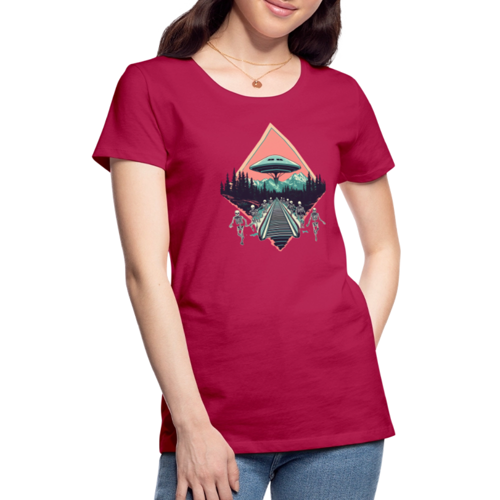 Retro UFO 80er Jahre Motiv - Frauen Premium T-Shirt - dunkles Pink