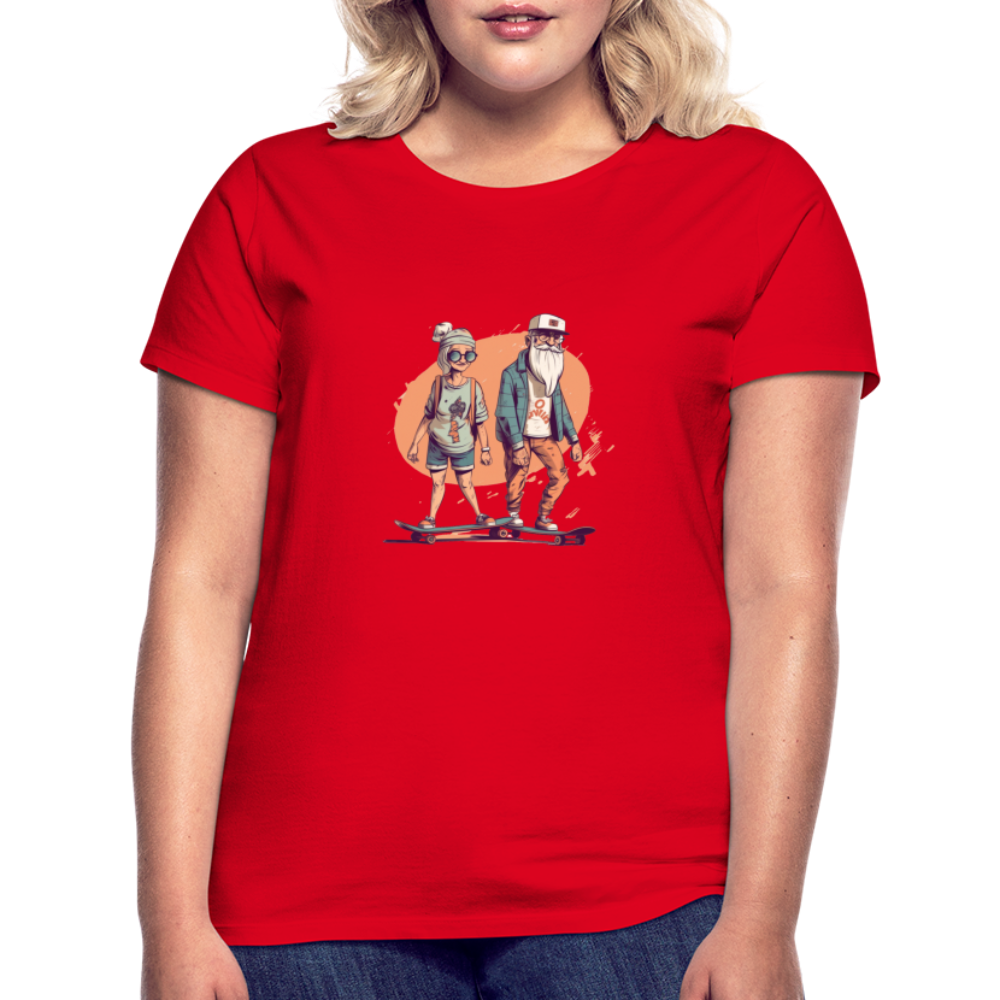 Cooles älteres Pärchen als Skater Hipster - Frauen T-Shirt - Rot