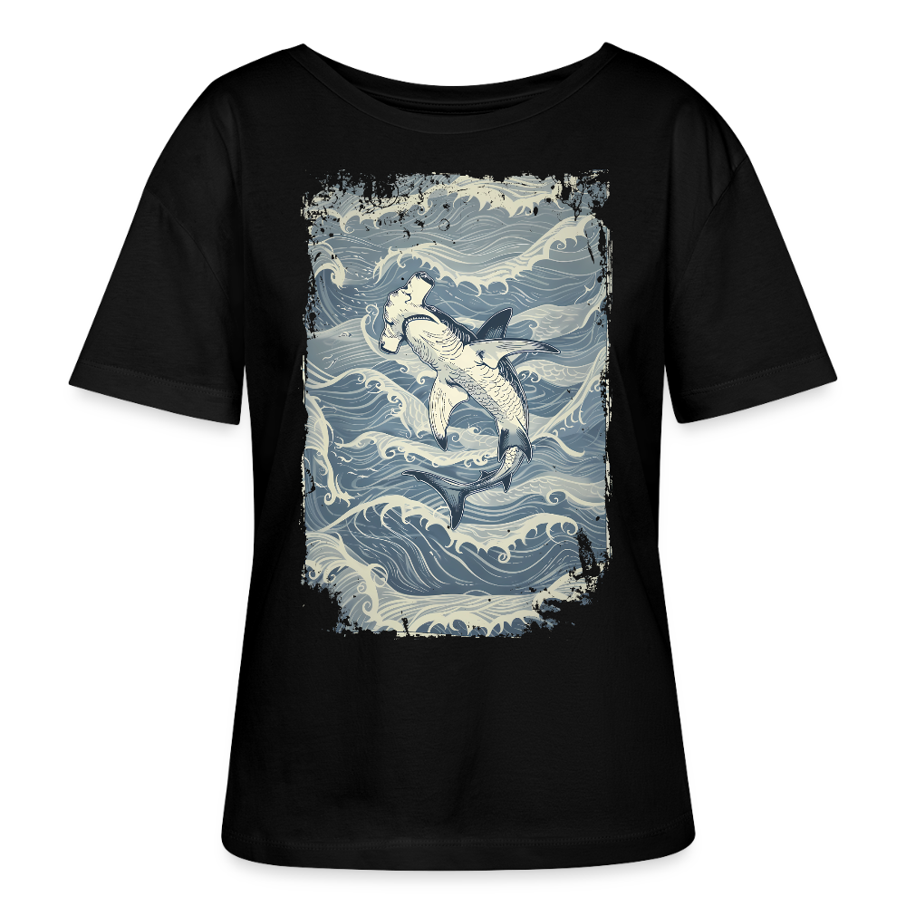 Vintage Hammerhai im japanischen inspirierten Tattoo Stil - Stanley/Stella Relaxed Rundhals Frauen Bio-T-Shirt SERENA - Schwarz