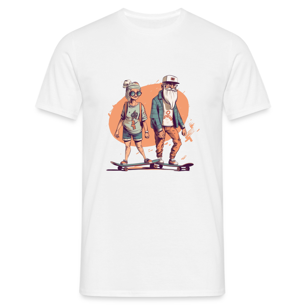 Cooles älteres Pärchen als Skater Hipster - Männer T-Shirt - Weiß