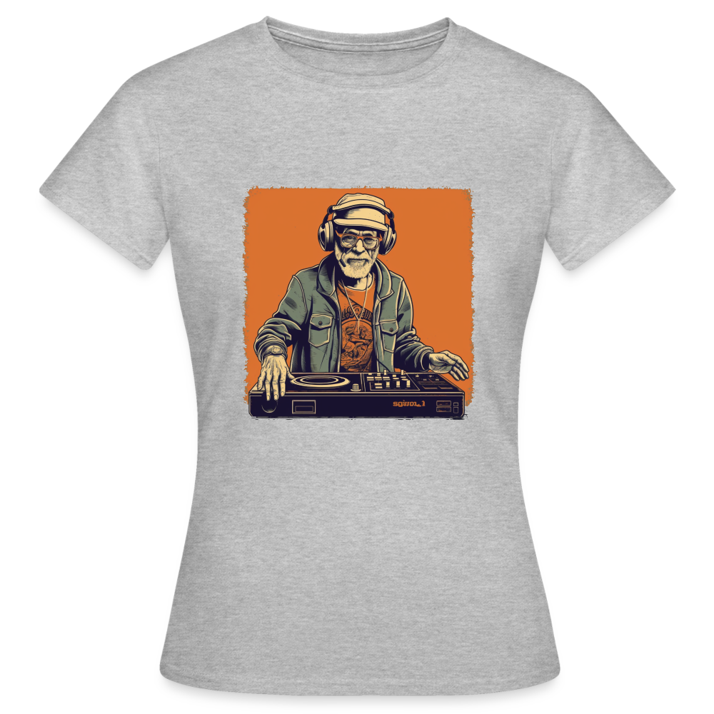 Cooler alter Mann als DJ mit Brille, Mütze und Kopfhörern - Frauen T-Shirt - Grau meliert