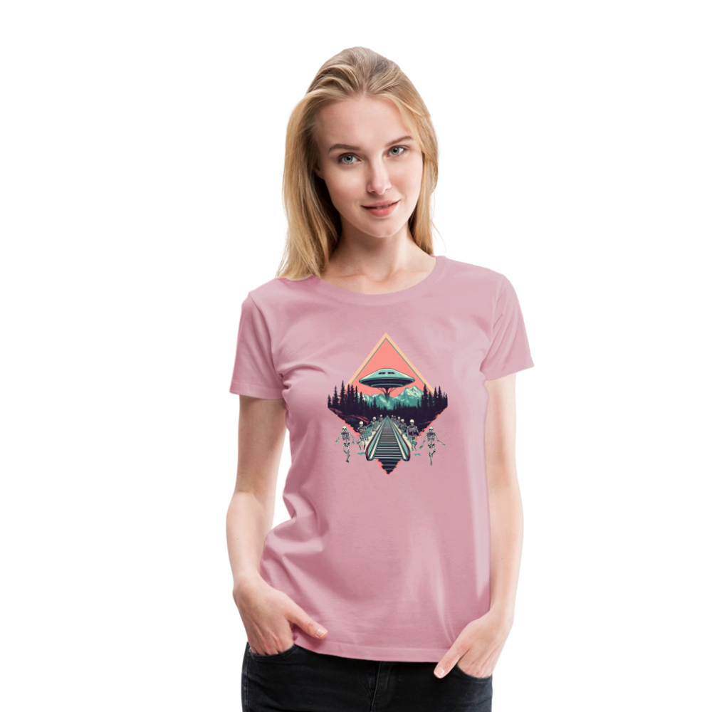 Retro UFO 80er Jahre Motiv - Frauen Premium T-Shirt - Hellrosa