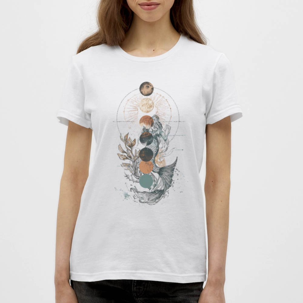 Mystic Mermaid – Mondphasen - Frauen T-Shirt - Weiß