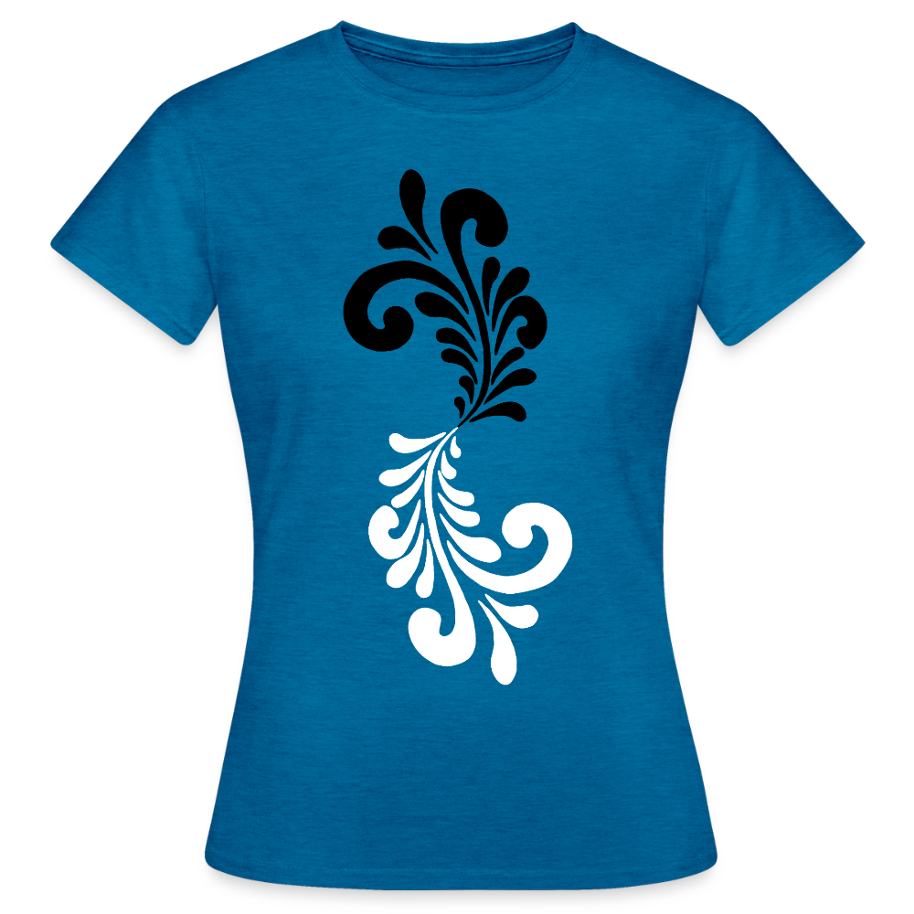 Bembel Ornamente schwarz/weiß - Frauen T-Shirt - Antikblaues Saphir meliert