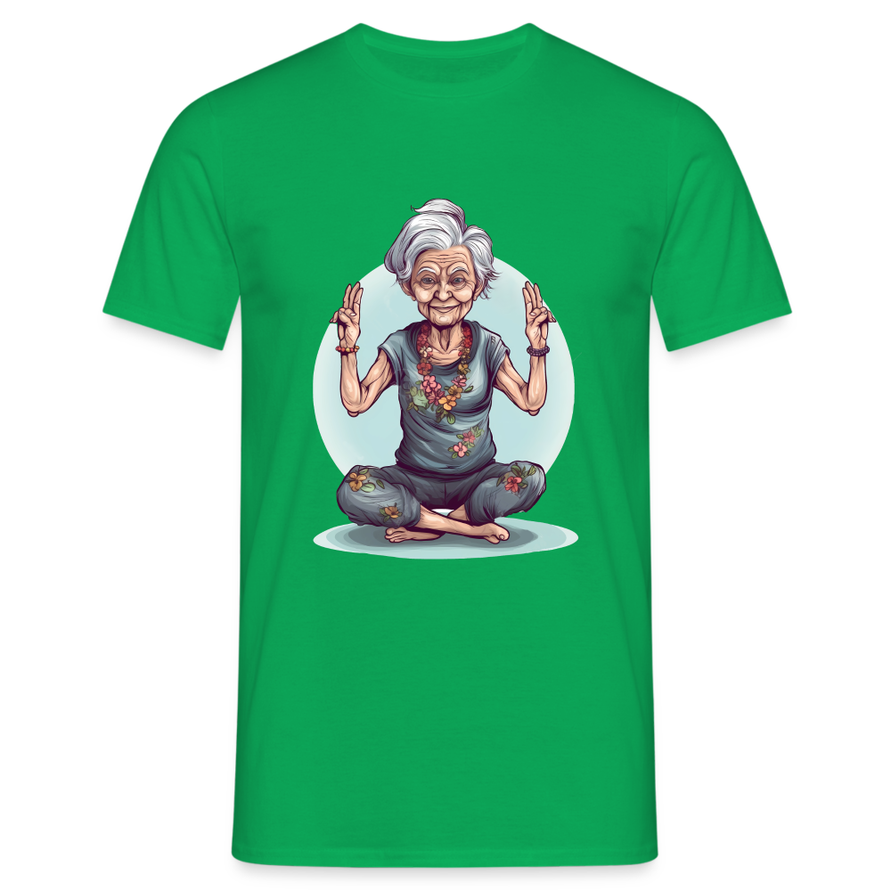 Coole Yoga Oma - Meditation im besten Alter - Männer T-Shirt - Kelly Green