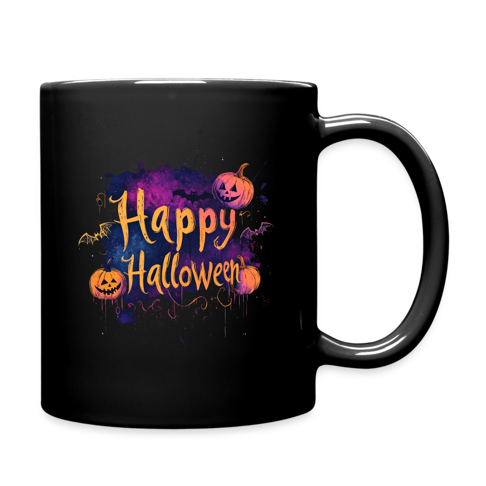 Happy Halloween mit Kürbissen als Schriftzug - Tasse einfarbig - Schwarz