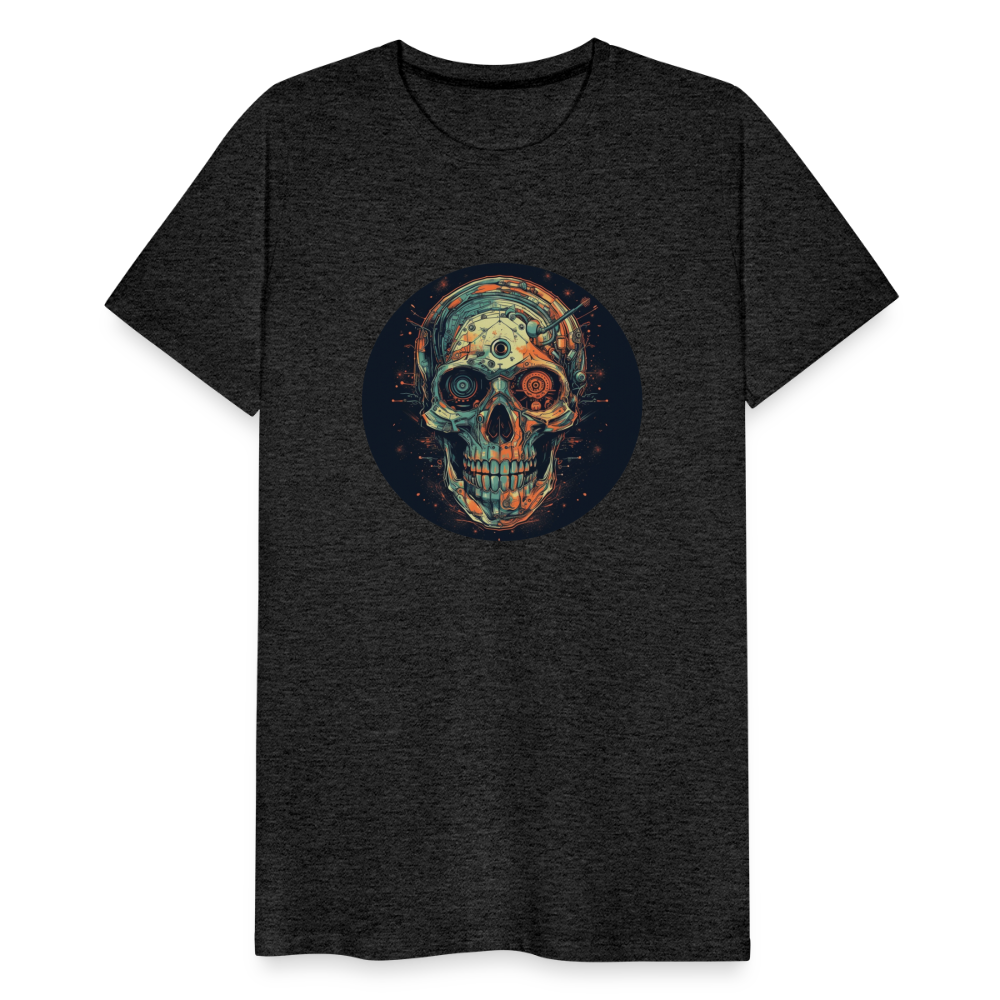Retro Futuristischer Totenkopf Skull Cyborg- Männer Premium T-Shirt - Anthrazit