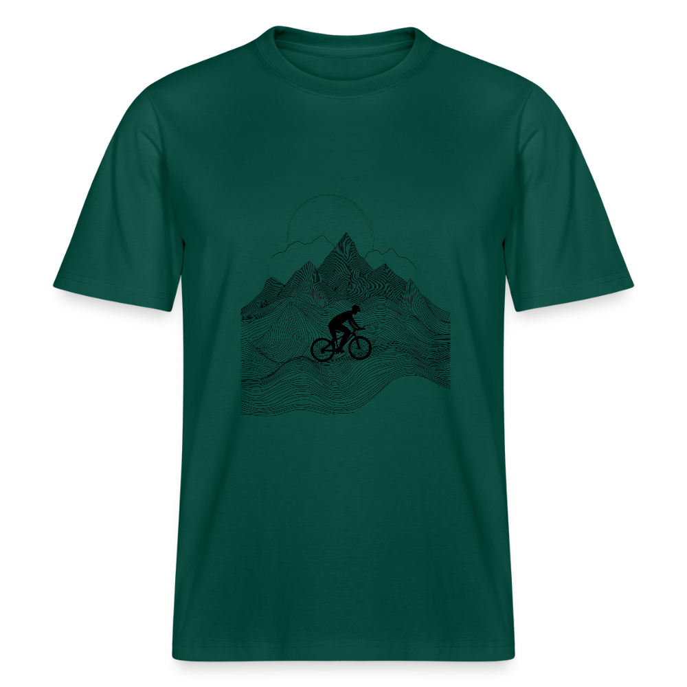 Radfahrer in den Bergen - Stanley/Stella Relaxed Fit Unisex Bio-T-Shirt Sparker - Forest