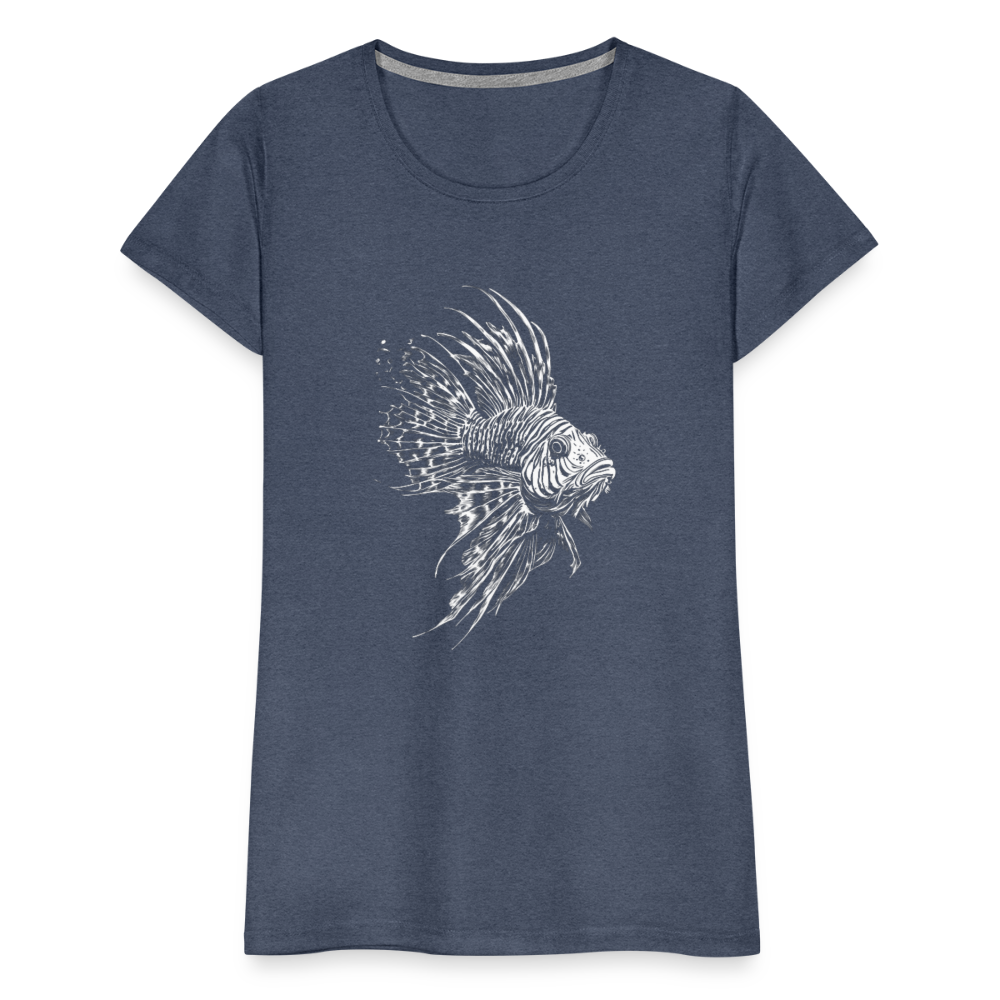 Rotfeuerfisch - Monochrom - Frauen Premium T-Shirt - Blau meliert
