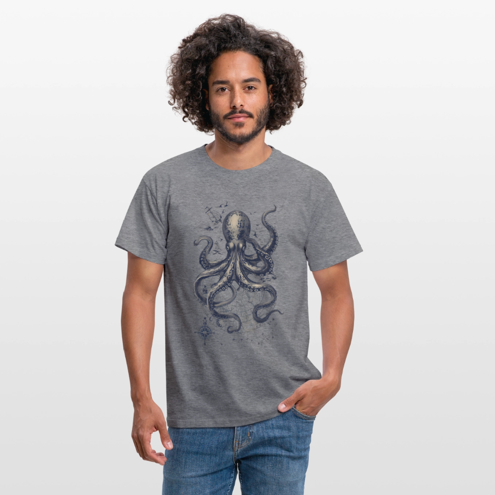 Steampunk Oktopus - Männer T-Shirt - Graphit meliert