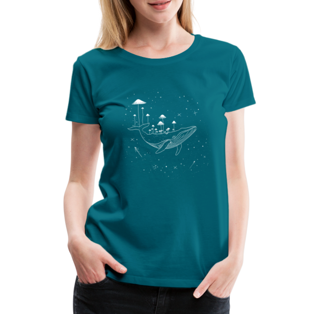 Surrealer Wal mit Pilzen im Weltraum mit Sternen - Frauen Premium T-Shirt - Divablau