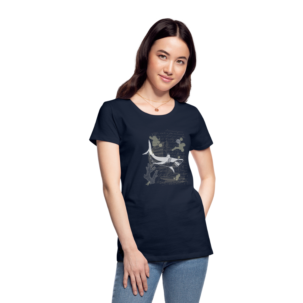 Vintage Steampunk Hai Motiv - Frauen Premium T-Shirts - Navy