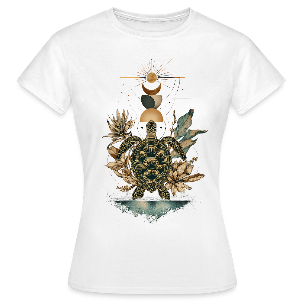 Sacred Turtle – Mondphasen - Frauen T-Shirt - Weiß
