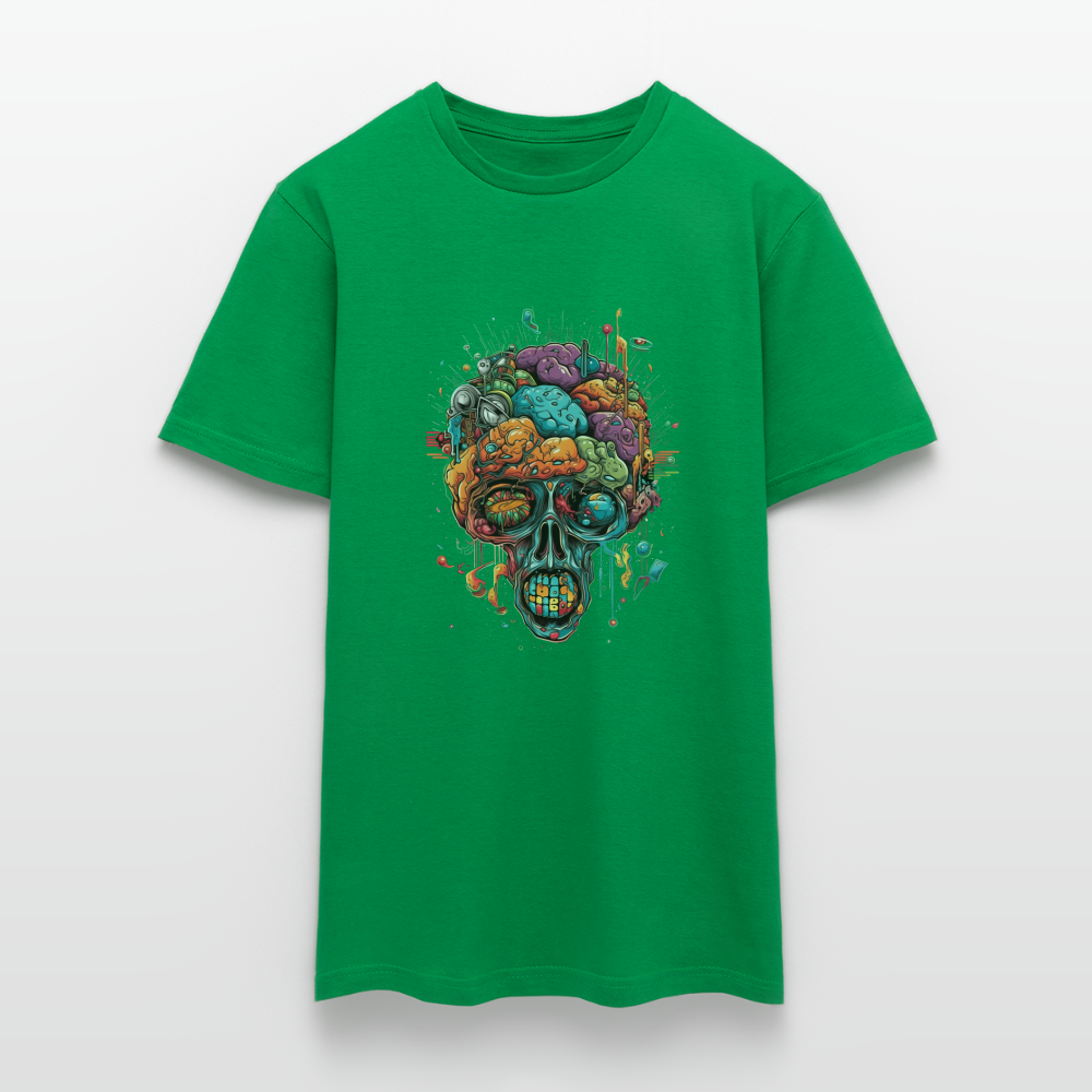 Surrealistischer, psychedelischer Totenkopf - Männer T-Shirt - Kelly Green