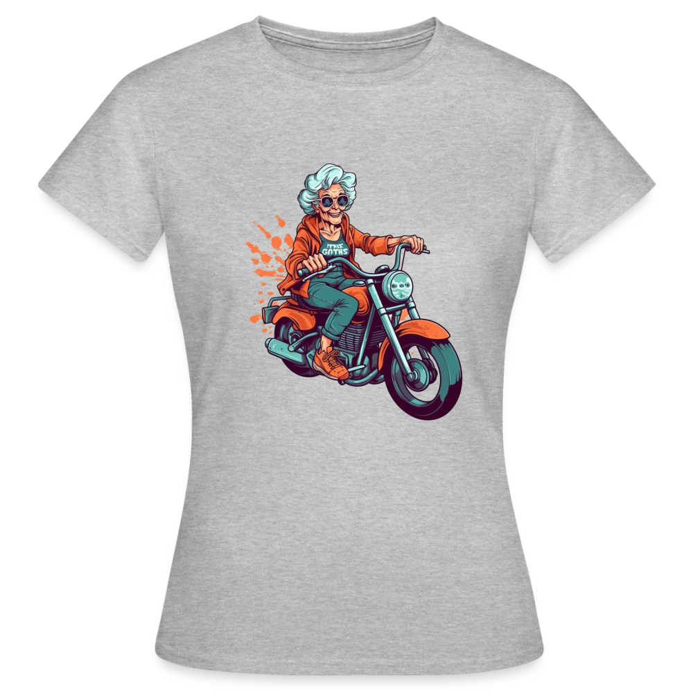 Coole alte Biker Oma - Motorrad Omi - Frauen T-Shirt - Grau meliert