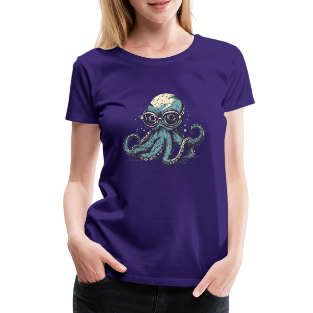 Nerdy Comic Oktopus mit Brille - Frauen Premium T-Shirts - Lila