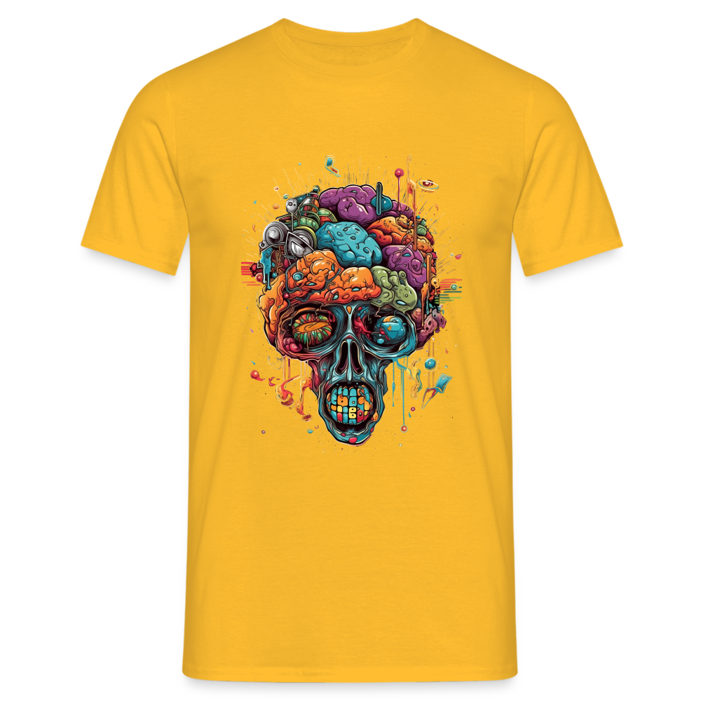 Surrealistischer, psychedelischer Totenkopf - Männer T-Shirt - Gelb