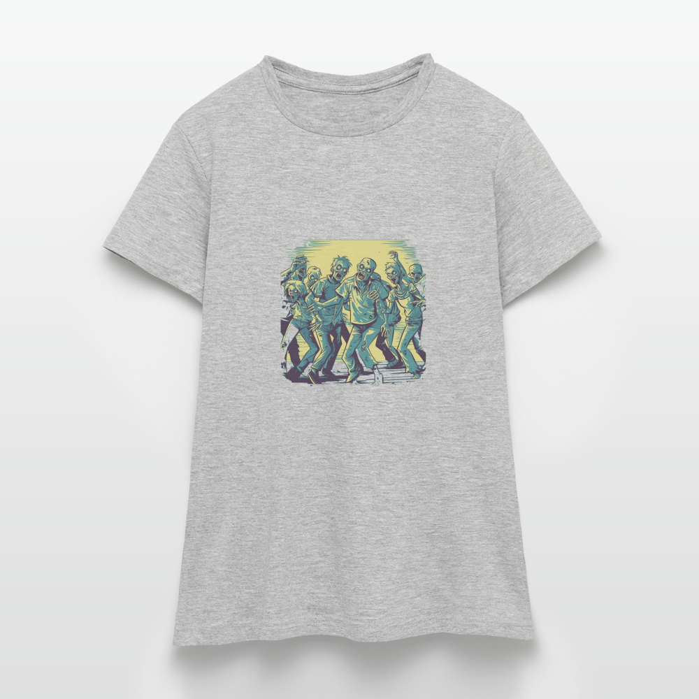 Tanzende Zombies - Gruseliges Zombie Motiv - Frauen T-Shirt - Grau meliert