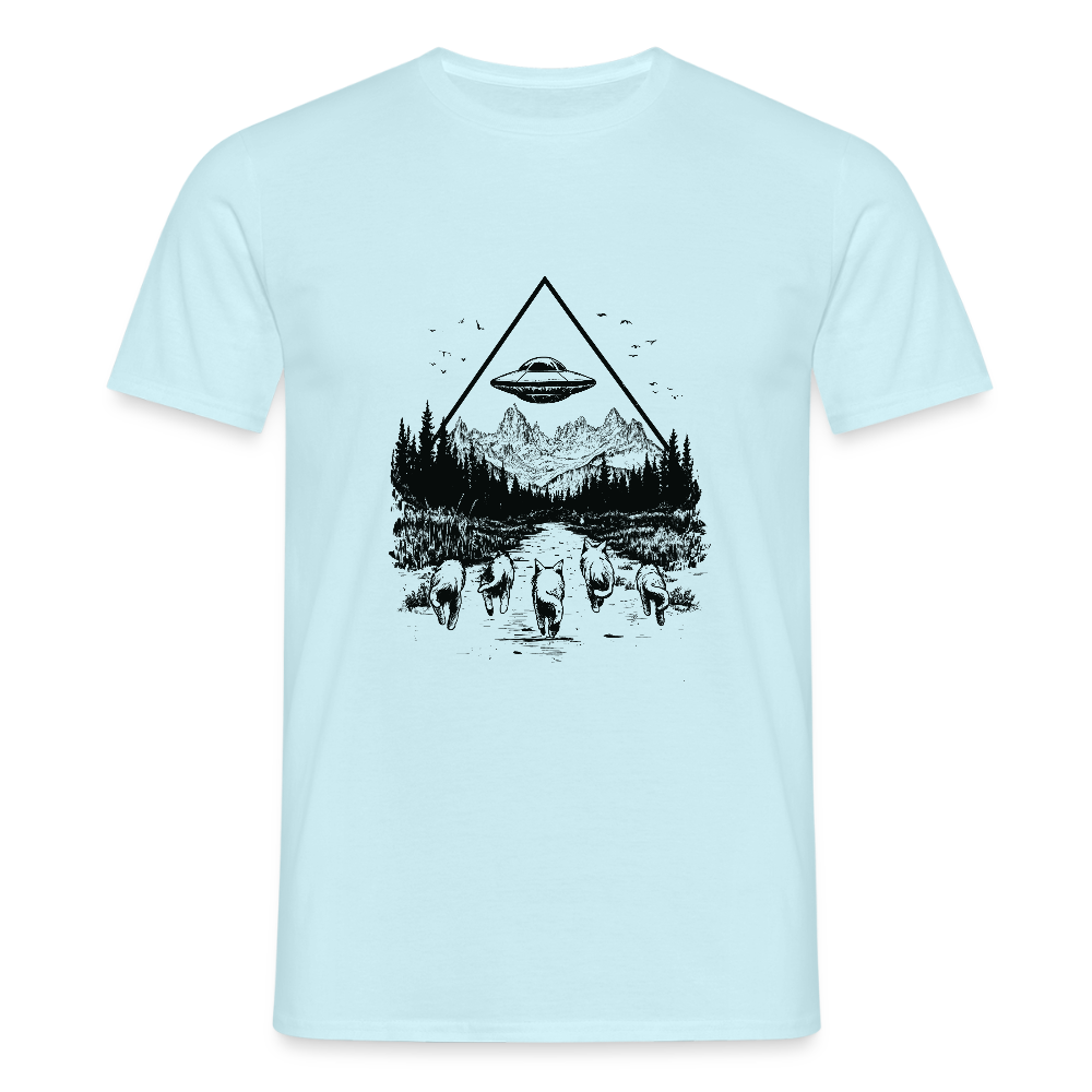 Katzen die in Richtung UFO laufen - Männer T-Shirt - Sky