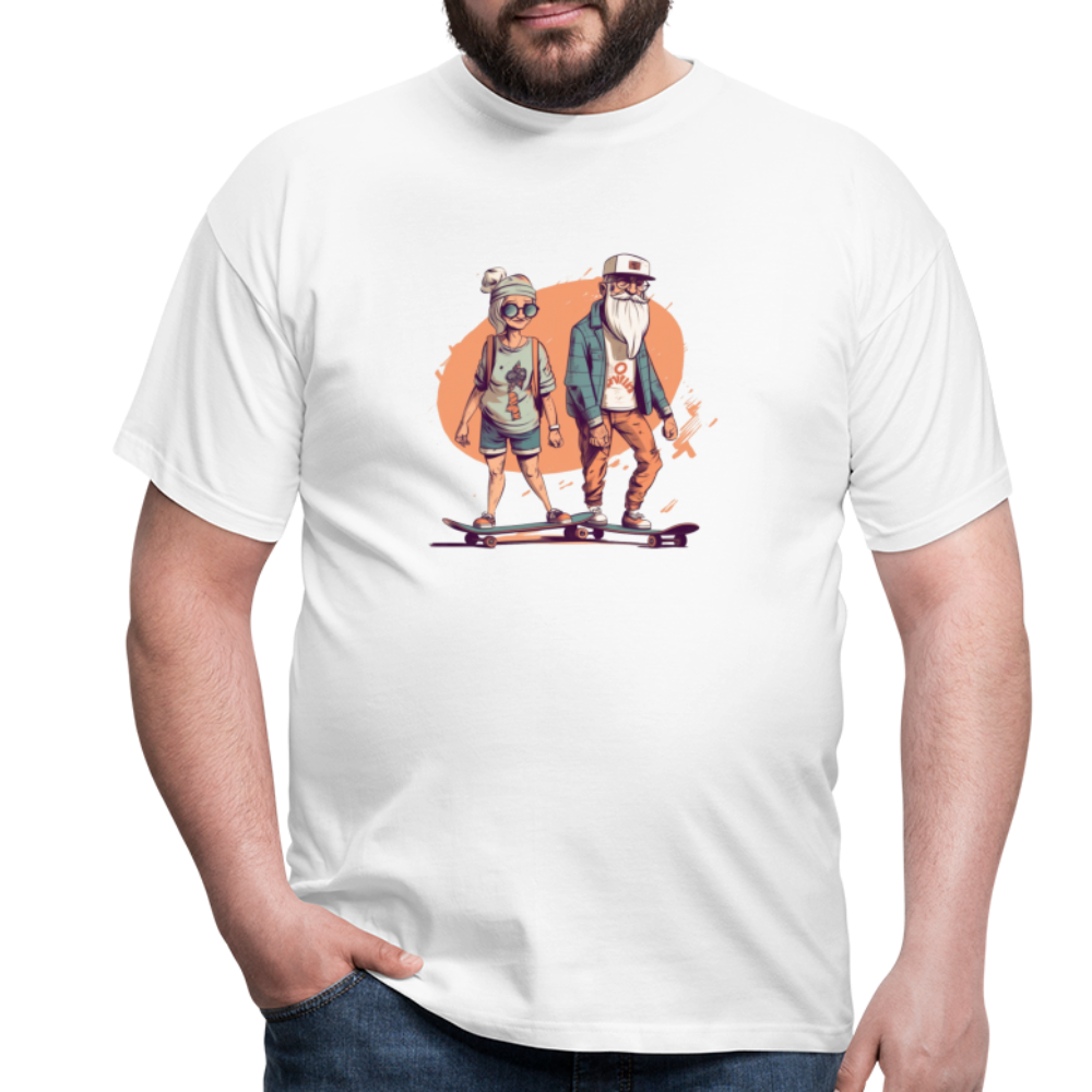 Cooles älteres Pärchen als Skater Hipster - Männer T-Shirt - Weiß