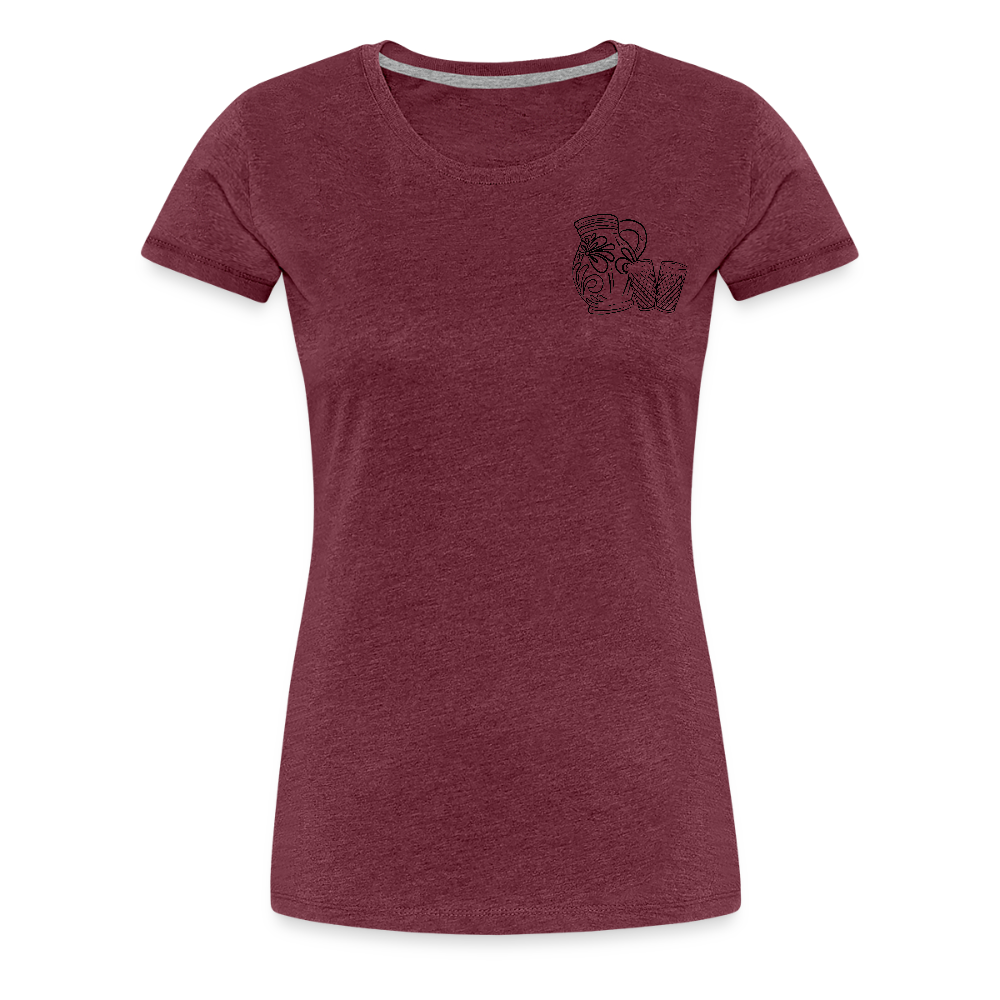 Bembel mit Gläsern - Hessisch Mundart - Frauen Premium T-Shirt - Bordeauxrot meliert