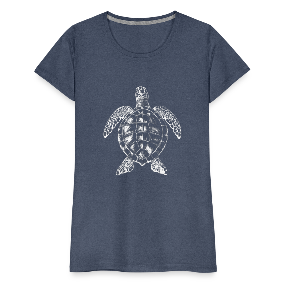Meeresschildkröte - Monochrom - Frauen Premium T-Shirt - Blau meliert