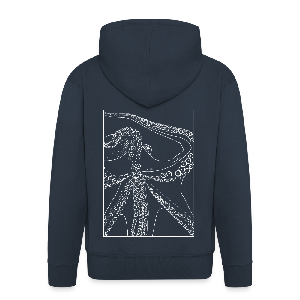 Lineart Oktopus im Rahmen - Männer Premium Kaputzenjacke - Navy