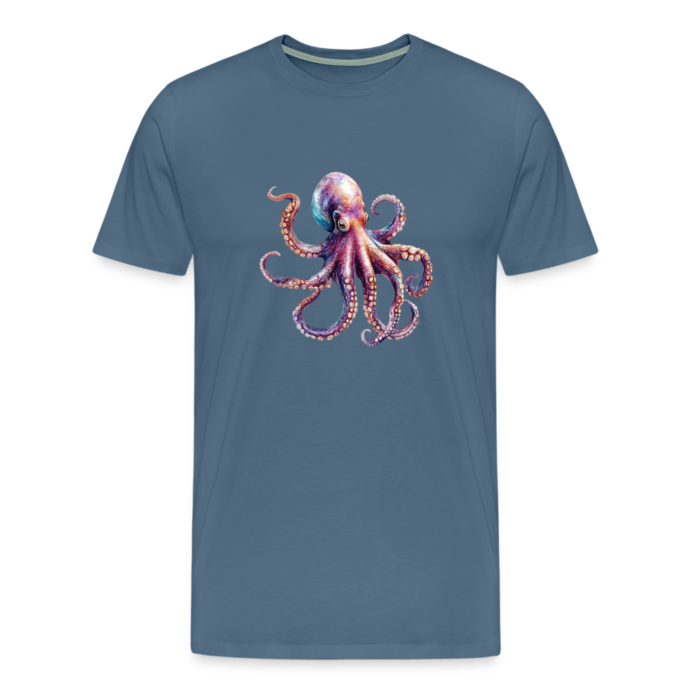Cooles Wasserfarben Aquarell Oktopus Design - Männer Premium T-Shirts - Blaugrau