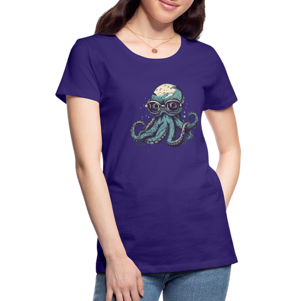 Nerdy Comic Oktopus mit Brille - Frauen Premium T-Shirts - Lila