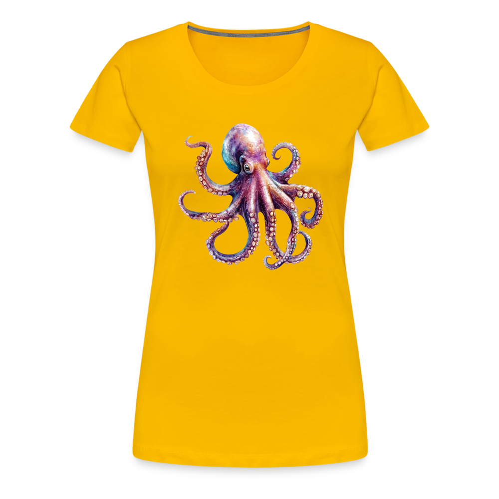 Cooles Wasserfarben Aquarell Oktopus Design - Frauen Premium T-Shirts - Sonnengelb