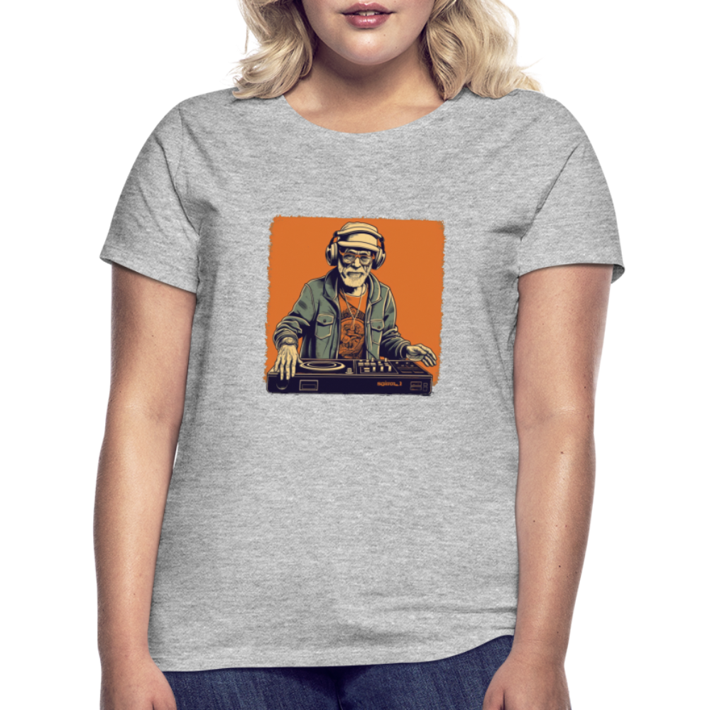 Cooler alter Mann als DJ mit Brille, Mütze und Kopfhörern - Frauen T-Shirt - Grau meliert