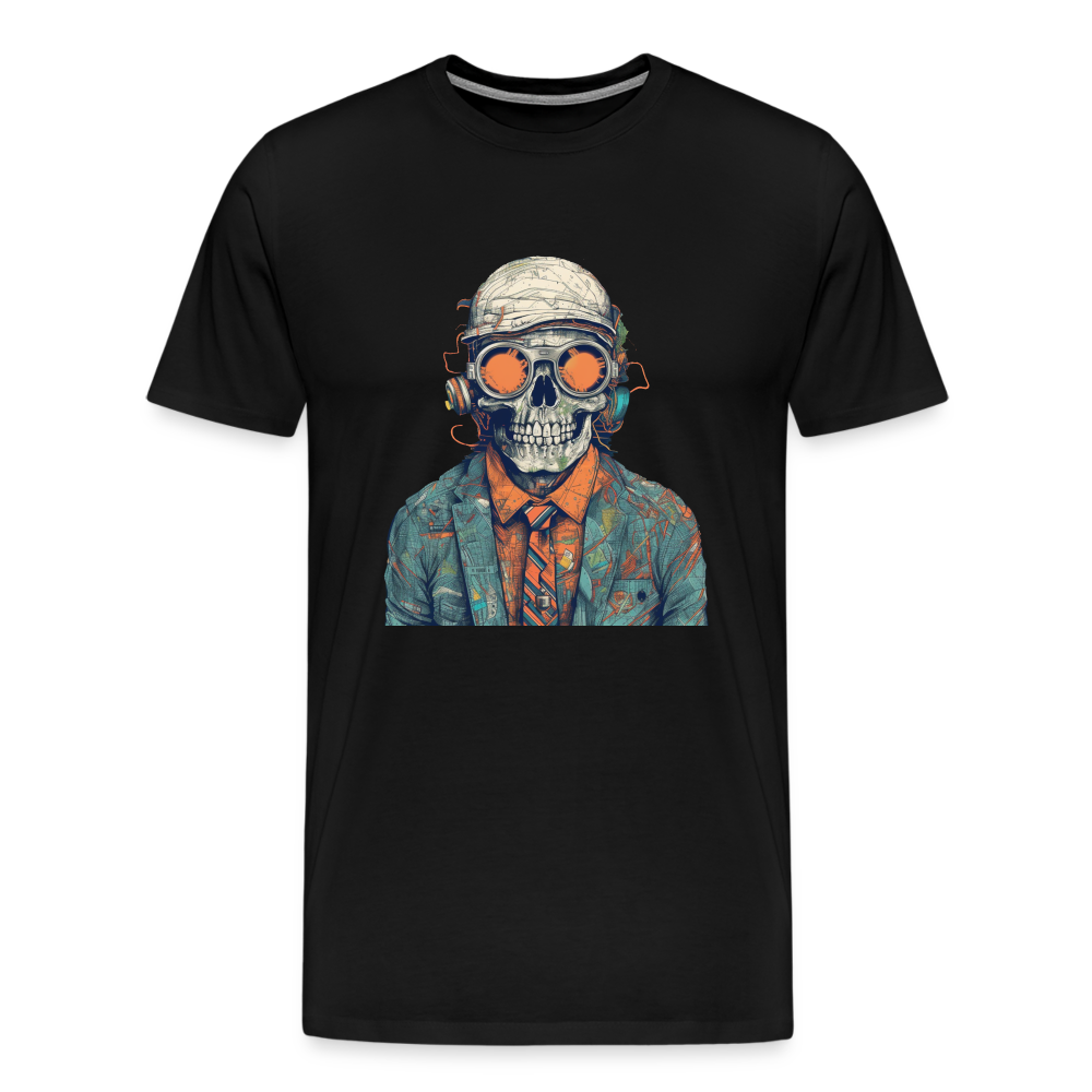 Cooles Skelett Portrait mit Sonnenbrille, Mütze - Männer Premium T-Shirt - Schwarz