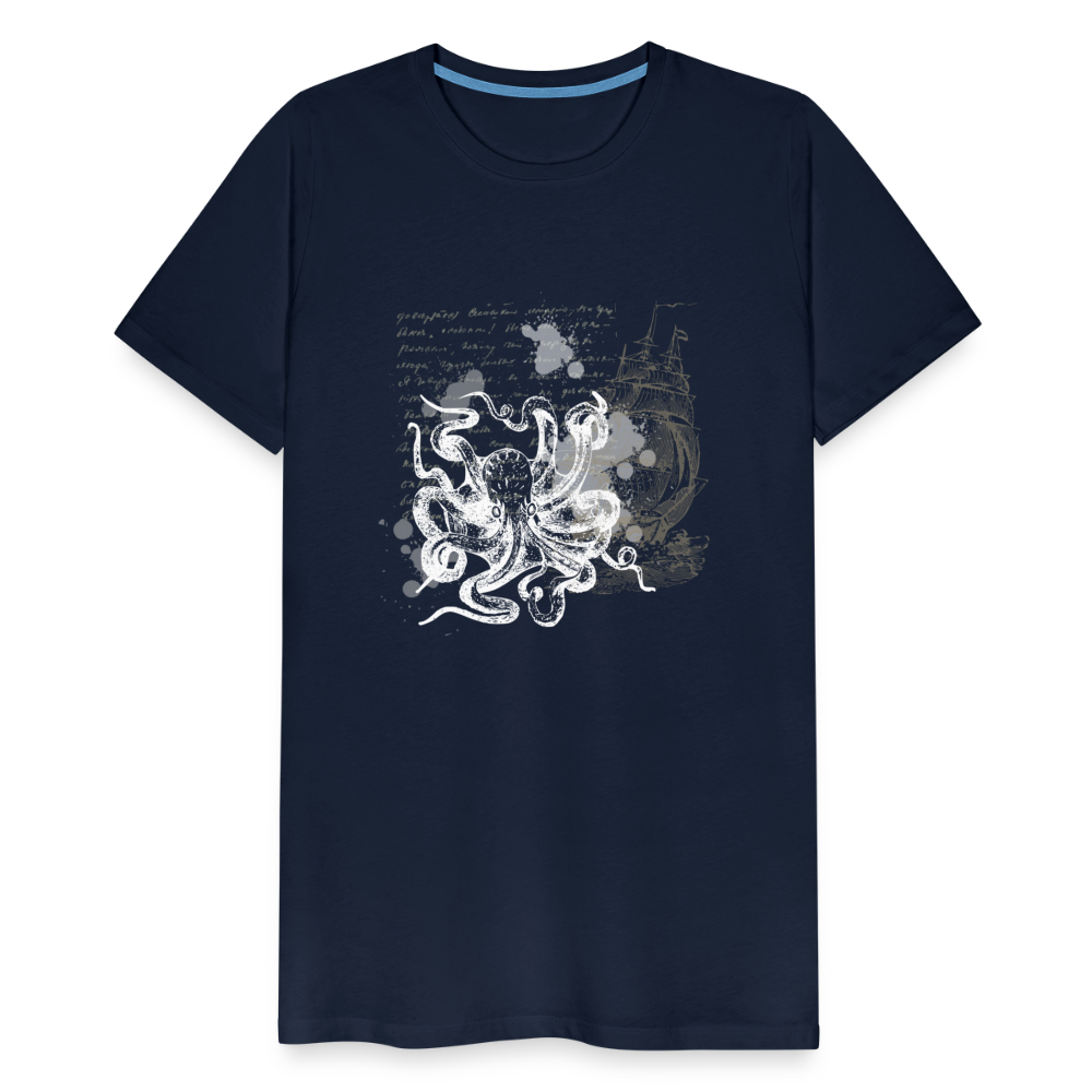 Vintage Steampunk Oktopus Motiv - Männer Premium T-Shirts - Navy