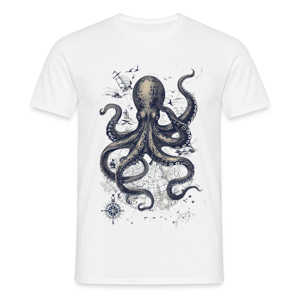 Steampunk Oktopus - Männer T-Shirt - Weiß