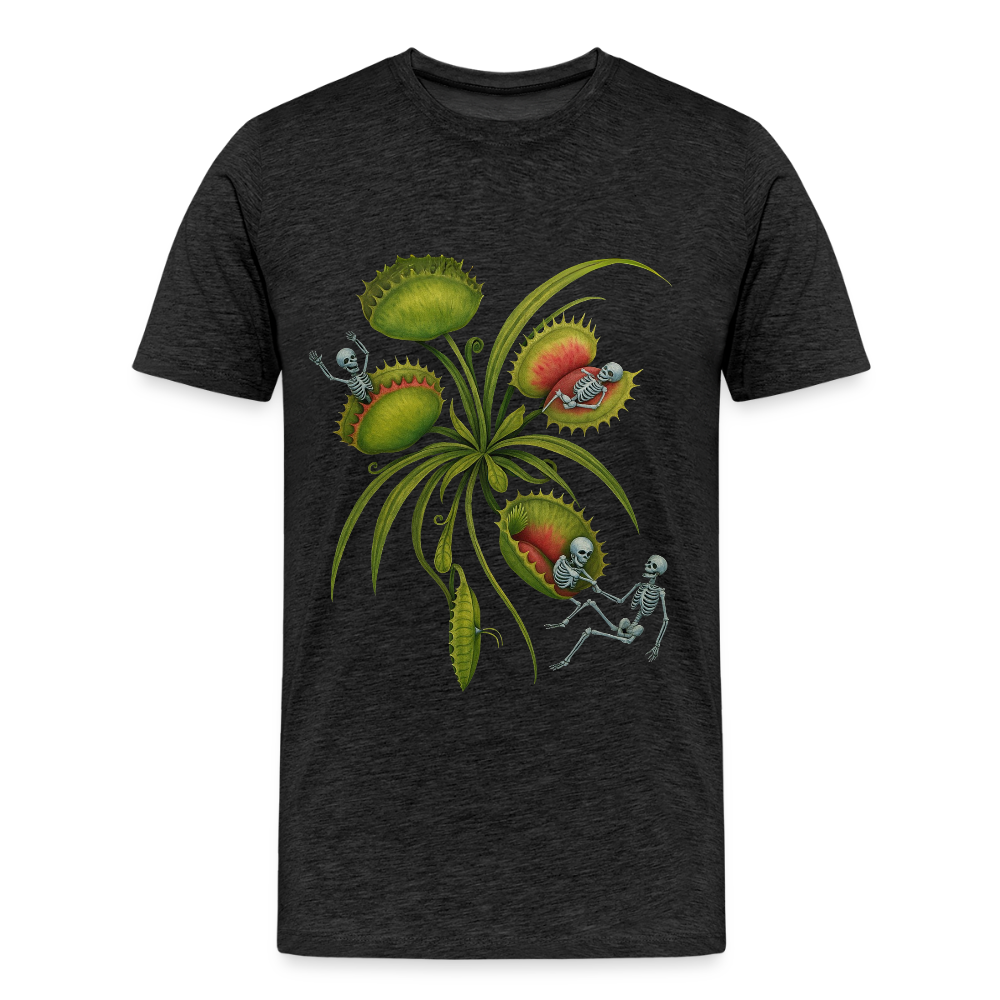 Flora Mortis - Venusfliegenfalle mit Skeletten - Klassisches Frauen-T-Shirt mit V-Ausschnitt - Anthrazit