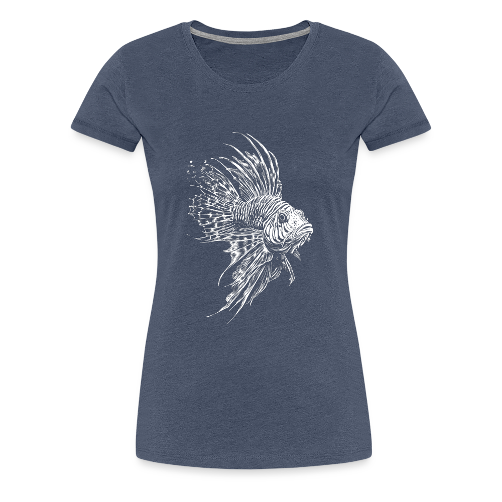 Rotfeuerfisch - Monochrom - Frauen Premium T-Shirt - Blau meliert