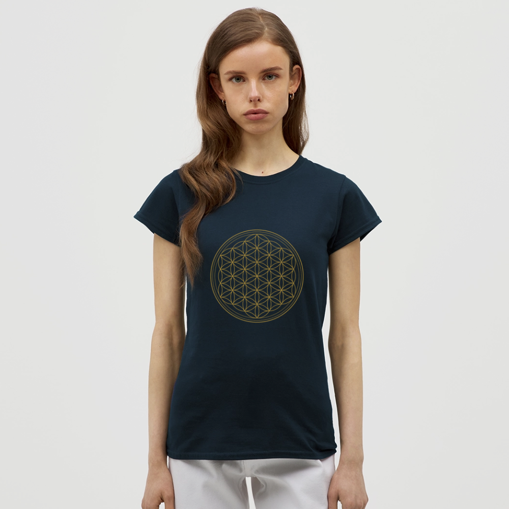 Blume des Lebens "Flower of Life" - Frauen T-Shirt - Navy
