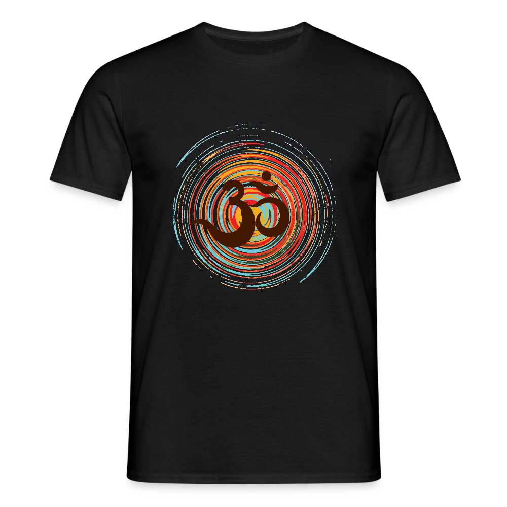 Om auf bunten Kreisen, Prana Zen Design - Männer T-Shirt - Schwarz