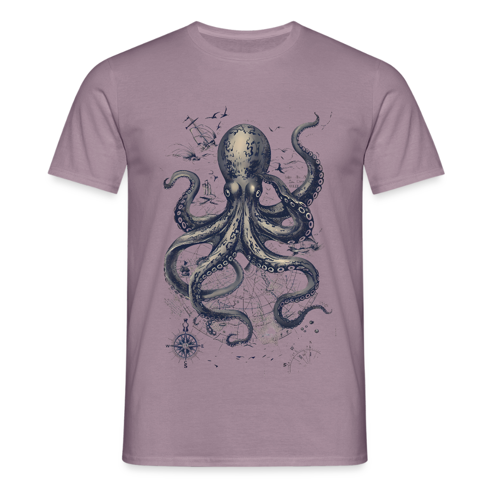 Steampunk Oktopus - Männer T-Shirt - Lilagrau