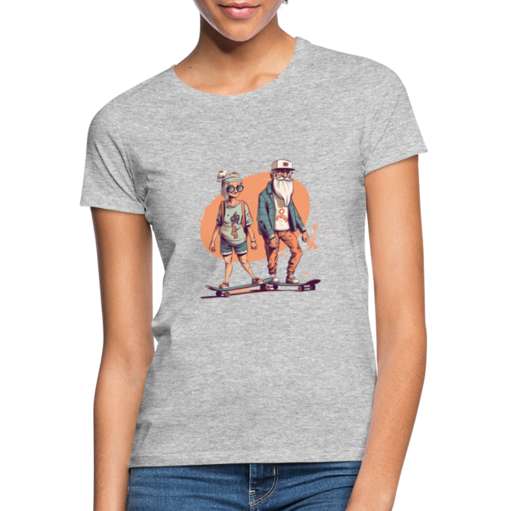 Cooles älteres Pärchen als Skater Hipster - Frauen T-Shirt - Grau meliert