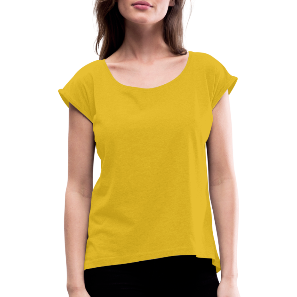 Kosmosschlange im Schneckenhaus - Frauen Shirt mit gerollten Ärmeln - Senfgelb