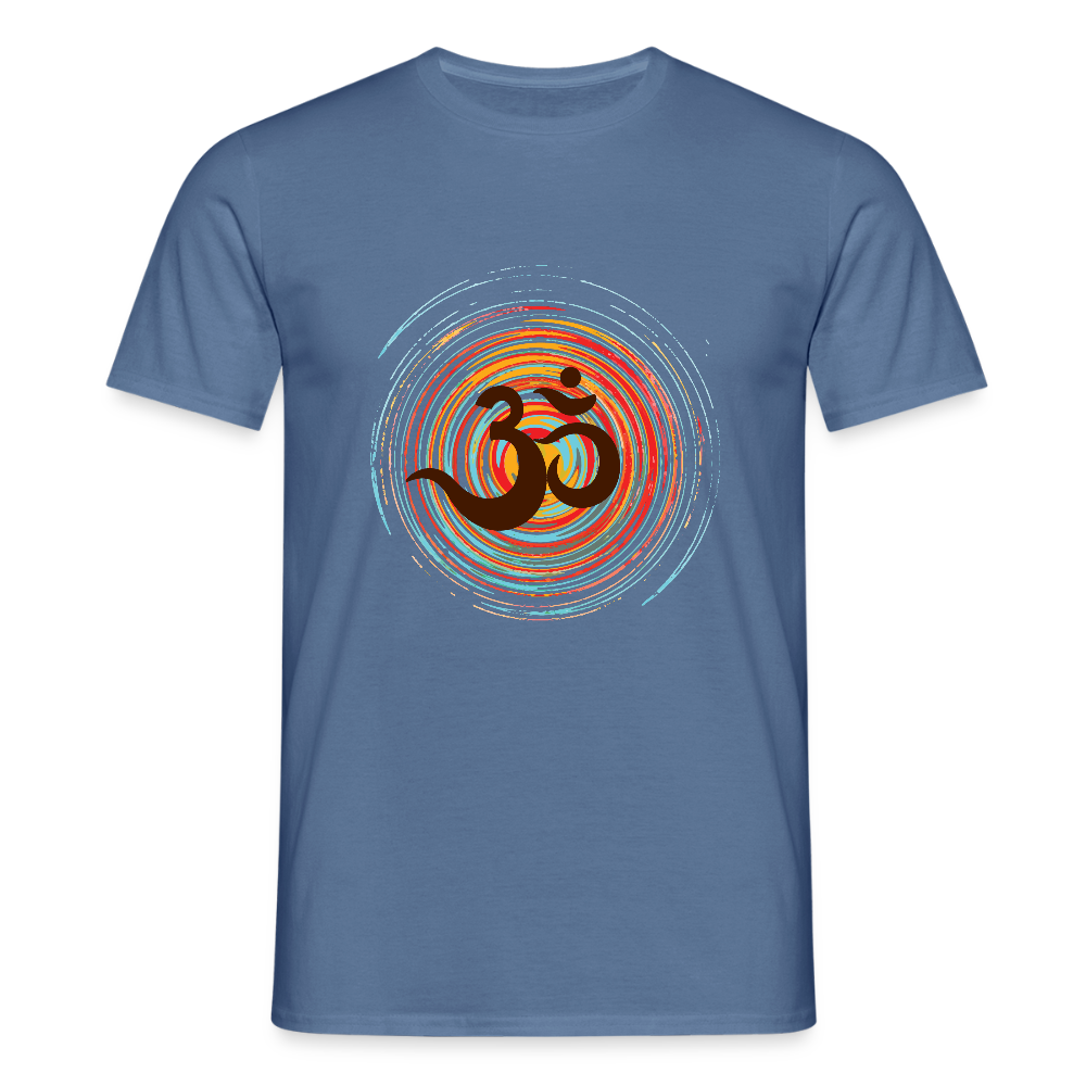 Om auf bunten Kreisen, Prana Zen Design - Männer T-Shirt - Taubenblau