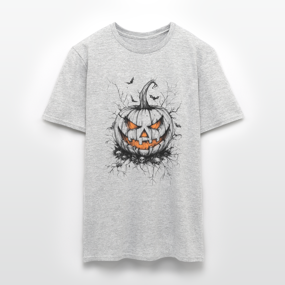 Gruseliger Horror Kürbis - Halloween Motiv - Männer T-Shirt - Grau meliert