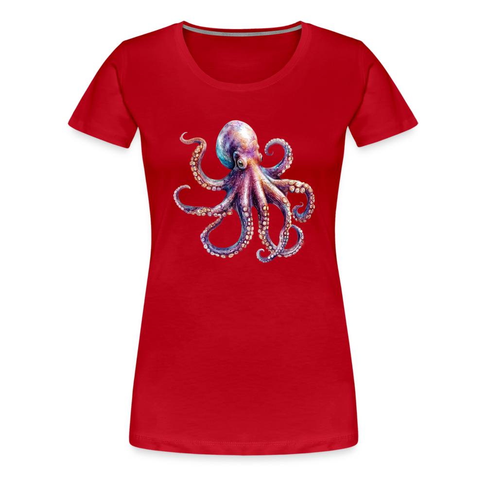 Cooles Wasserfarben Aquarell Oktopus Design - Frauen Premium T-Shirts - Rot