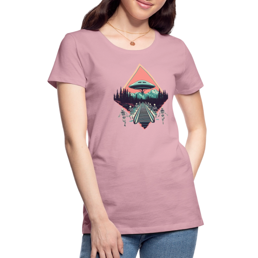 Retro UFO 80er Jahre Motiv - Frauen Premium T-Shirt - Hellrosa