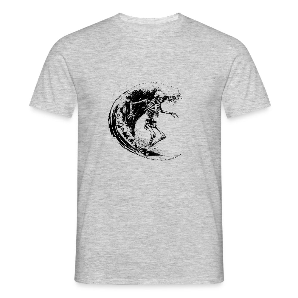Cooles Surfer Skelett - Männer T-Shirt - Grau meliert