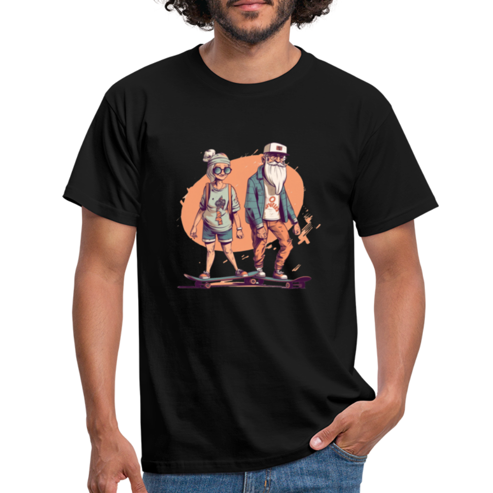 Cooles älteres Pärchen als Skater Hipster - Männer T-Shirt - Schwarz